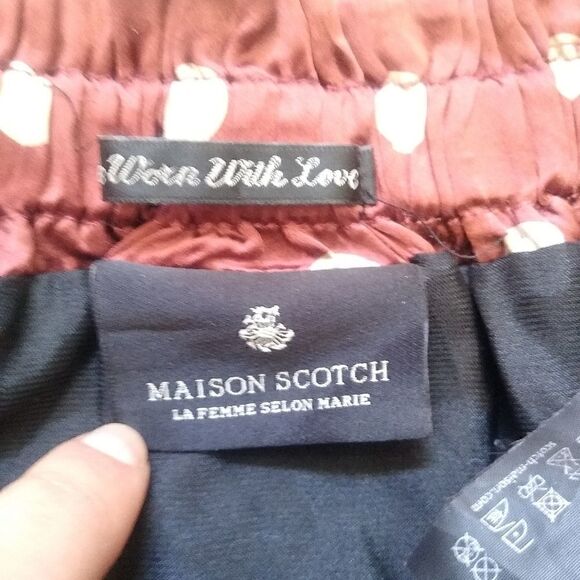 Scotch & Soda Silk Polka Dot Ruffle Mini Skirt Lined Red XS - Picture 2 of 7